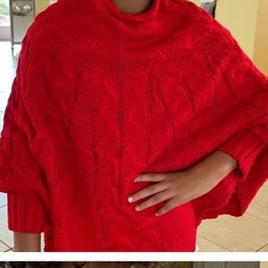 Jordann red sweater poncho with sleeves